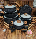 سرویس قابلمه 16 پارچه چدن گرانیت هاناتک ، مدل کلاسیک رنگ مشکی