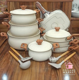 سرویس قابلمه 16 پارچه چدن گرانیت هاناتک ، مدل کلاسیک رنگ کرم