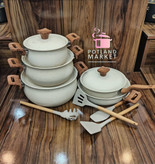 سرویس قابلمه چدن گرانیت 10 پارچه هاناتک مدل کلاسیک رنگ کرم