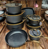 سرویس قابلمه14 پارچه KZP مدل آلما رنگ طوسی