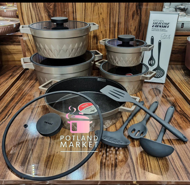 سرویس قابلمه 14 پارجه بنتاتی رنگ بژ