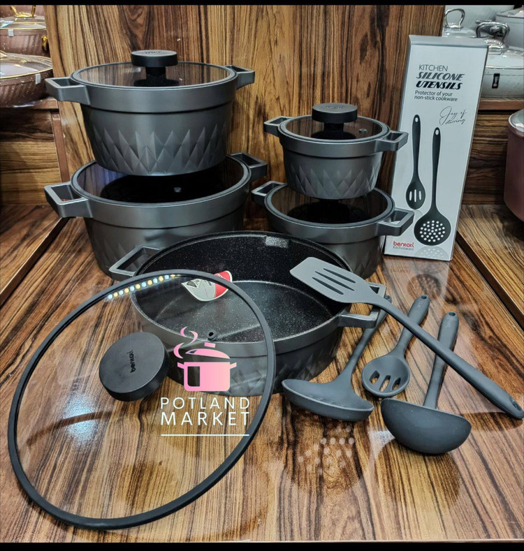 سرویس قابلمه 14 پارجه بنتاتی رنگ طوسی