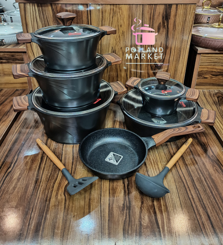 سرویس قابلمه ۱۴ پارچه کاندید رنگ مشکی