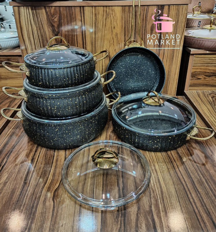 سرویس قابلمه ۱۰پارچه اویز رنگ مشکی