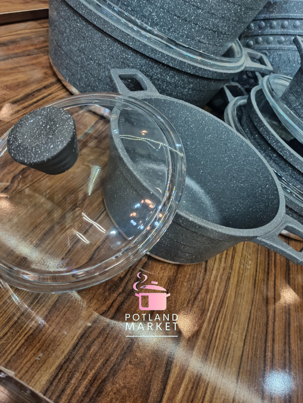 سرویس قابلمه ۱۶ پارچه نیولایف رنگ خاکستری