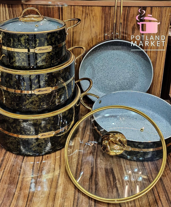 سرویس قابلمه ۹پارچه آلانیر سبز یشمی