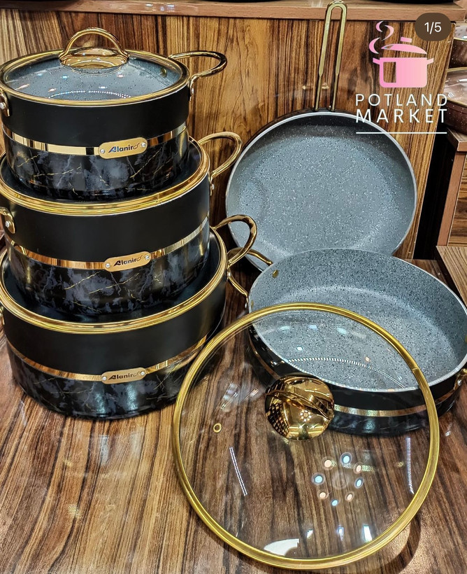 سرویس قابلمه ۹پارچه آلانیر رنگ مشکی