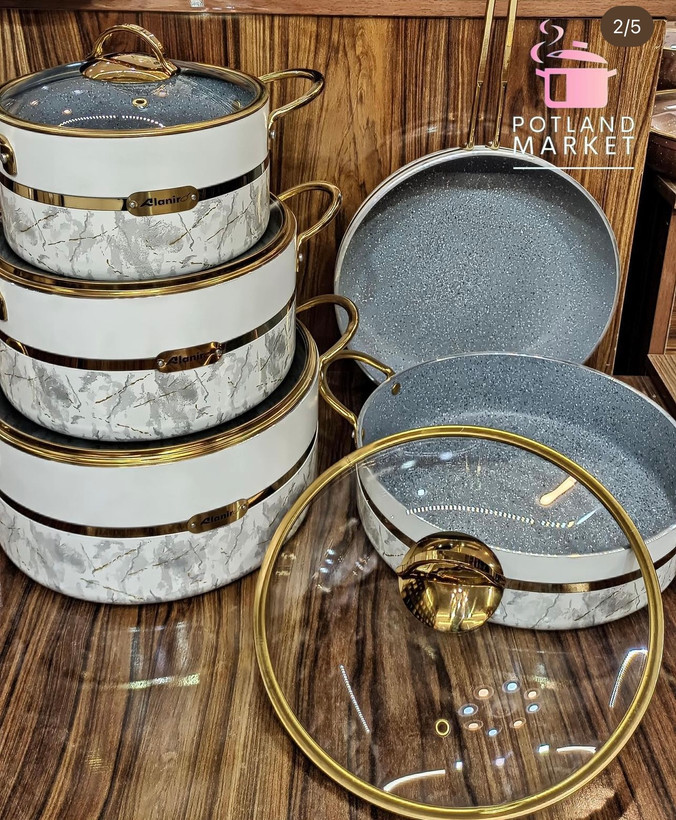 سرویس قابلمه ۹پارچه آلانیر رنگ سفید