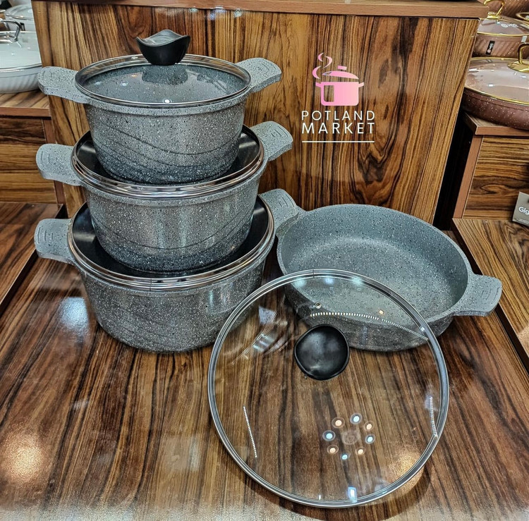 سرویس قابلمه ۱۰ پارچه گلدن لایف رنگ خاکستری