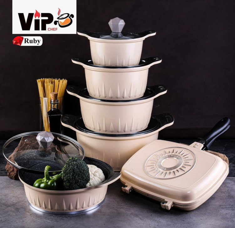 سرویس قابلمه ۱۲پارچه vip رنگ کرم