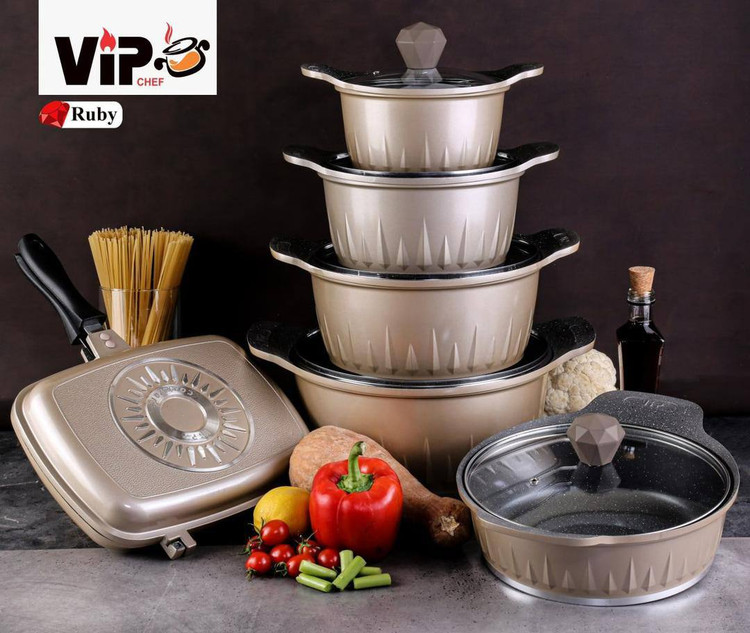 سرویس قابلمه ۱۲پارچه vip رنگ نسکافه ایی