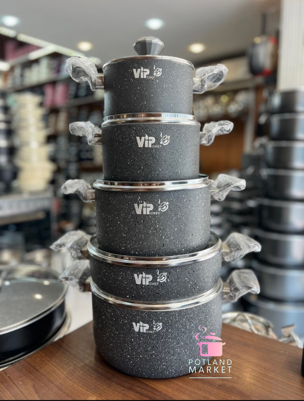 سرویس قابلمه ۱۰ پارچه تمام گرانیت vip رنگ خاکستری