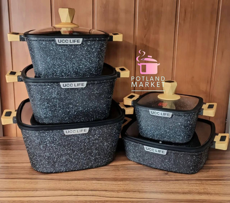 سرویس قابلمه ۱۰ پارچه Ucc life رنگ مشکی