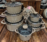 سرویس قابلمه ۱۶ پارچه sg رنگ نسکافه ایی