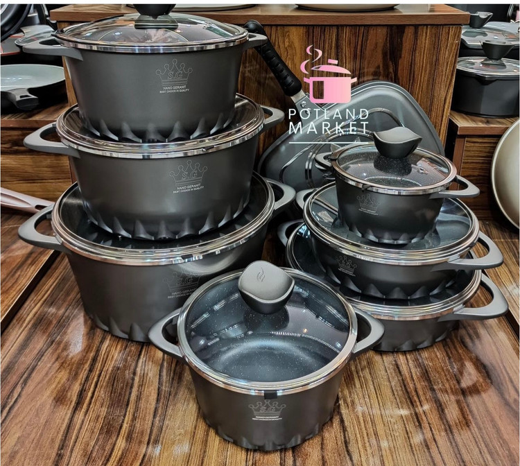 سرویس قابلمه ۱۶ پارچه sg رنگ خاکستری