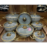 سرویس قابلمه ۱۶ پارچه یراق طلایی mgs رنگ خاکستری