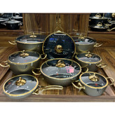 سرویس قابلمه ۱۶ پارچه یراق طلایی mgs رنگ تیتانیوم