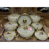 سرویس قابلمه ۱۶ پارچه یراق طلایی mgs رنگ کرم