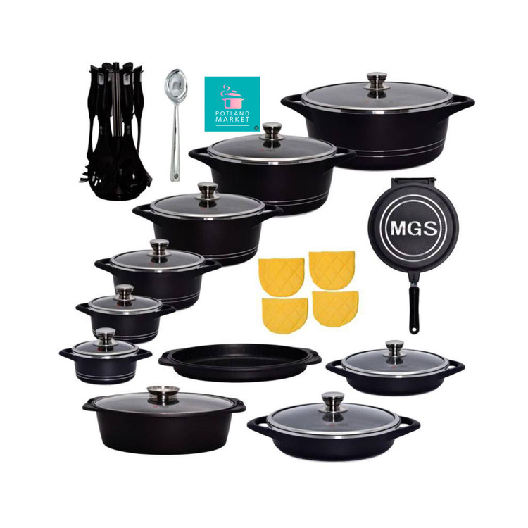 خرید سرویس قابلمه ۳۳ پارچه mgs رنگ مشکی