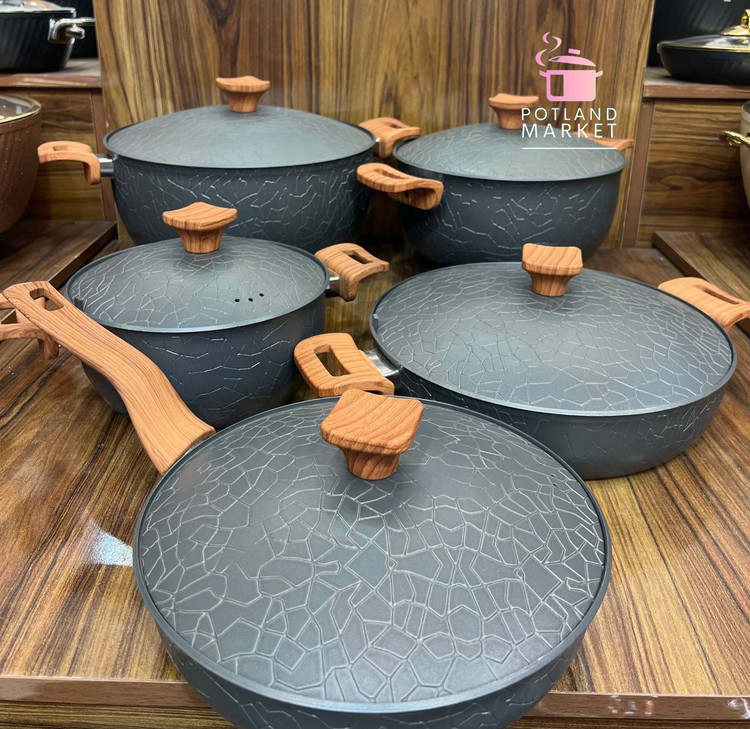 سرویس قابلمه ۱۰ پارچه هاناتک کاوان رنگ طوسی