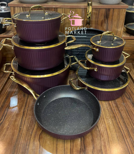 قیمت و خرید سرویس قابلمه14 پارچه KZP مدل آلما رنگ بنفش با ارسال فوری