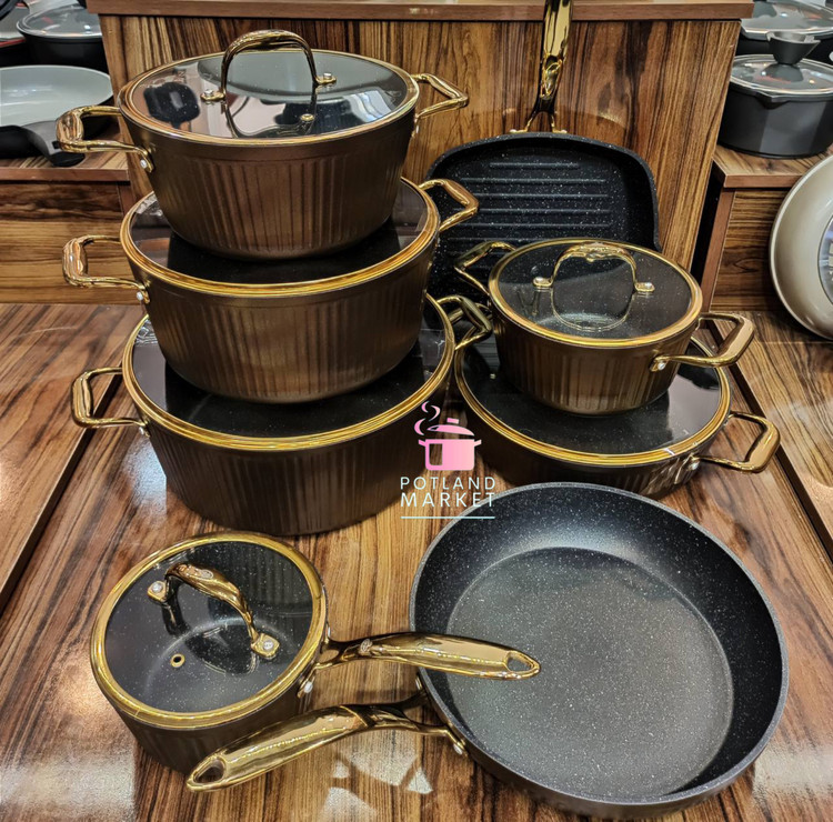 سرویس قابلمه14 پارچه KZP مدل آلما رنگ هفت رنگ