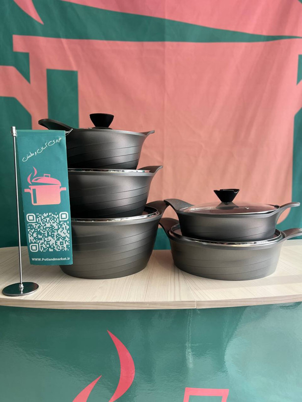 سرویس قابلمه ۱۰ پارچه بارولی رنگ طوسی