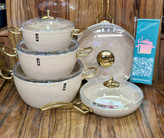 سرویس قابلمه ۱۰ پارچه یراق طلاییmgs رنگ کرم