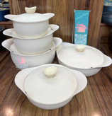 سرویس قابلمه ۱۰ پارچه هاناتک مدل دایکاست رنگ کرم با درب فلز