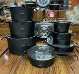 سرویس قابلمه چدن گرانیت ۱۶ پارچه برند sg مدل آدنا رنگ مشکی