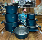 سرویس قابلمه چدن گرانیت ۱۶ پارچه برند sg مدل آدنا رنگ سبز