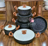 سرویس قابلمه چدن گرانیت ١١ پارچه هاناتک رنگ مشکی