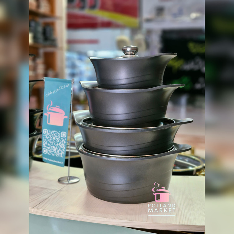 سرویس قابلمه ٨ پارچه چدن گرانیت اقتصادی و ارزان رزکالا رنگ طوسی