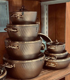 سرویس قابلمه ۱۶ پارچه یراق طلایی mgs رنگ رزگلد