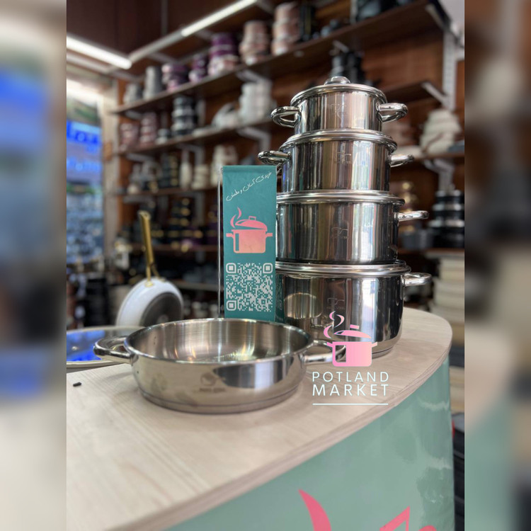 سرویس قابلمه با کیفیت ۹ پارچه استیل برند پارس استیل