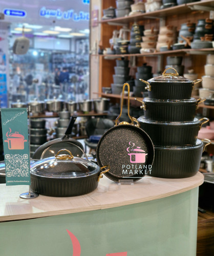 سرویس قابلمه ۱۱ پارچه چدن گرانیت pmt رنگ مشکی