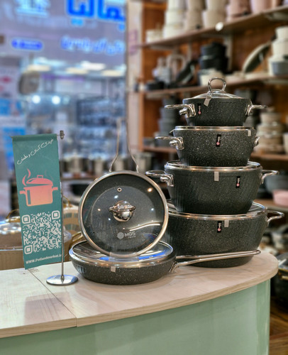 سرویس قابلمه ۱۲ پارچه چدن گرانیت mgs رنگ طوسی