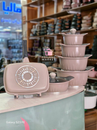 قیمت و خرید سرویس قابلمه ۱۲ پارچه برند وی ای پی vip رنگ نسکافه ایی