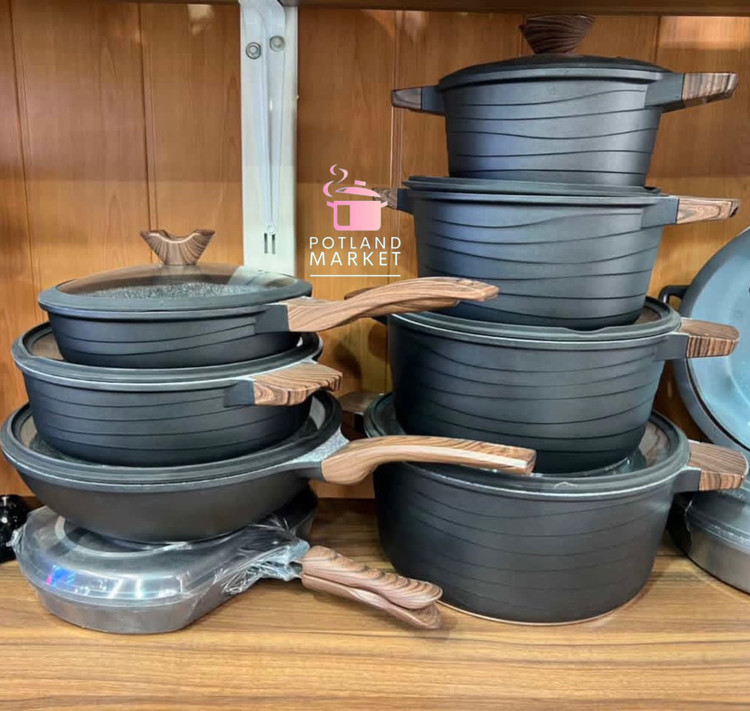 قیمت و خرید سرویس قابلمه ۱۶ پارچه سالت salt رنگ مشکی