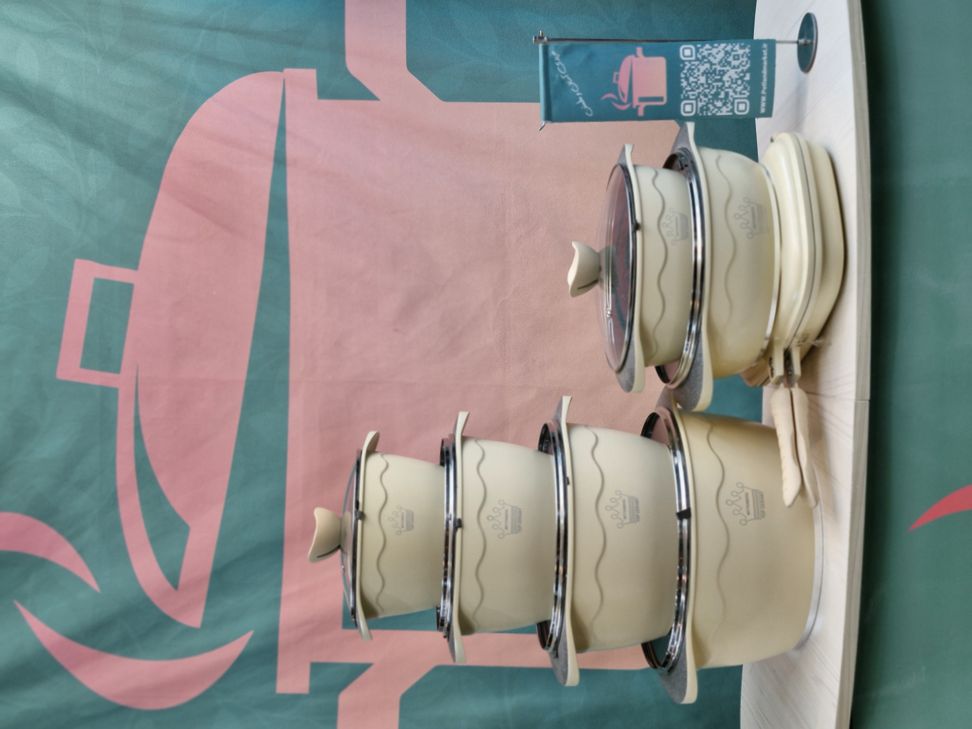 قیمت و خرید سرویس قابلمه ۱۴ پارچه ویتنبرگ wittenberg رنگ کرم