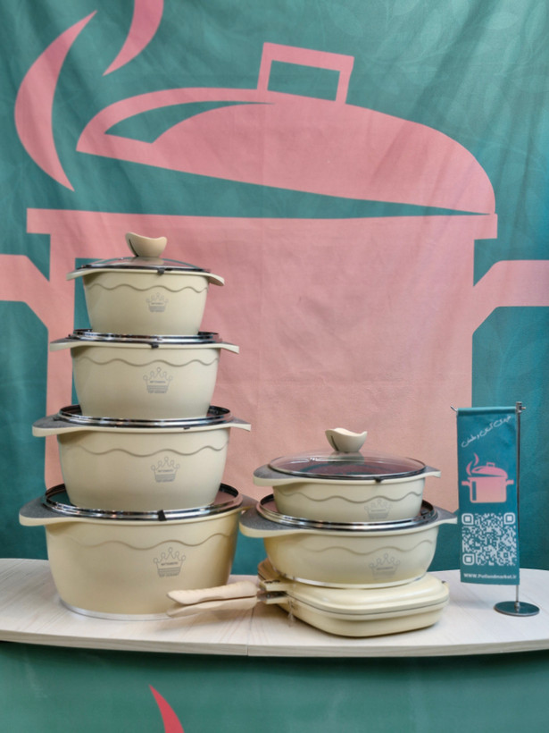 قیمت و خرید سرویس قابلمه ۱۴ پارچه ویتنبرگ wittenberg رنگ کرم