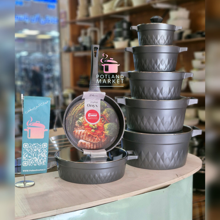 قیمت و خرید قابلمه و تابه تک برند کاندید مدل اونیکس رنگ طوسی